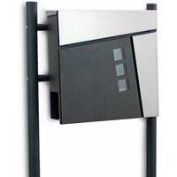 Bituxx - Freistehender Design Standbriefkasten 18439 Briefkastenanlage Briefkasten mit Zeitungsfach Anthrazit Graphit Optik und Edelstahl Einwurf von BITUXX