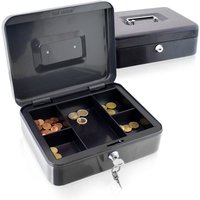 Bituxx - Geldkassette 25 cm groß abschließbar Münz Geld Zählbrett Kasse Safe dunkelgrau 250mm (mit Münzeinlage) von BITUXX
