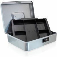 Geldkassette 30 cm groß flach abschließbar Münz Geld Zählbrett Kasse hellgrau 300mm (mit Münzeinlage und Zahlenschloss) von BITUXX