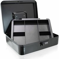 Geldkassette 30 cm groß flach abschließbar Münz Geld Zählbrett Kasse schwarz 300mm (mit Münzeinlage und Zahlenschloss) von BITUXX