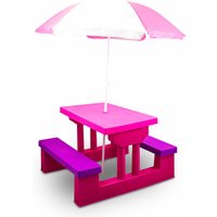 Kindersitzgruppe Kindertisch Kindermöbel für innen und außen mit Sonnenschirm Pink - Rosa - Bituxx von BITUXX