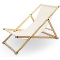 Liegestuhl Sonnenliege Gartenliege Holzliege Strandliegestuhl Campingstuhl Holz Klappbar (Beige) von BITUXX