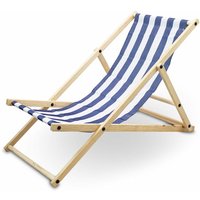 Bituxx - Liegestuhl Sonnenliege Gartenliege Holzliege Strandliegestuhl Campingstuhl Holz Klappbar (Blau/Weiß Gestreift) von BITUXX