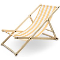 Bituxx - Liegestuhl Sonnenliege Gartenliege Holzliege Strandliegestuhl Campingstuhl Holz Klappbar (Gelb/Weiß Gestreift) - Gelb Weiß Gestreift von BITUXX