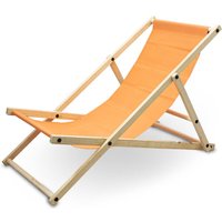Liegestuhl Sonnenliege Gartenliege Holzliege Strandliegestuhl Campingstuhl Holz Klappbar (Orange) von BITUXX