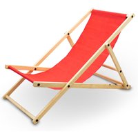 Liegestuhl Sonnenliege Gartenliege Holzliege Strandliegestuhl Campingstuhl Holz Klappbar (Rot) von BITUXX