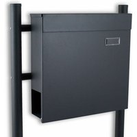 Bituxx - Standbriefkasten Briefkasten Postkasten mit integrierten Zeitungsfach Dunkelgrau von BITUXX