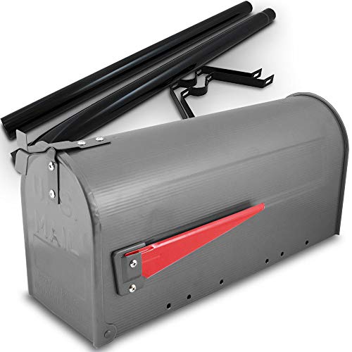 Bituxx US Mailbox Amerikanischer Briefkasten Standbriefkasten Wandbriefkasten Letterbox Graphit Inclusive Standpfosten von BITUXX