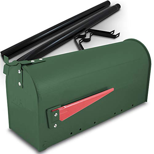 Bituxx US Mailbox Amerikanischer Briefkasten Standbriefkasten Wandbriefkasten Letterbox Grün Inclusive Standpfosten von BITUXX