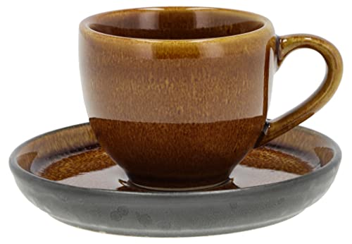 BITZ Espressotasse mit Untertasse Dia 5,5 x 5 cm 7 cl Amber/Schwarz von BITZ