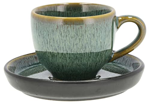 BITZ Espressotasse mit Untertasse Dia 5,5 x 5 cm 7 cl Grün/Schwarz von BITZ