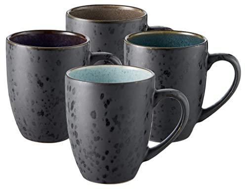 BITZ Kaffee-Becher, Tassen aus Steinzeug, Kaffeetassen mit Henkel, im Set (4 Stück), zweifarbig, 30 cl von BITZ