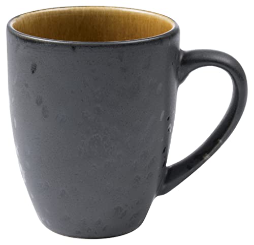 BITZ Kaffeetasse/Kaffeebecher, Tasse aus robustem Steinzeug, 30 cl, schwarz außen/bernsteinfarben innen von BITZ