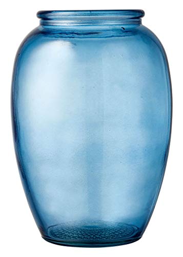 BITZ Kusintha Vase, Dekorative Vase aus Recyceltem Glas, Höhe 20 cm, Blau von BITZ
