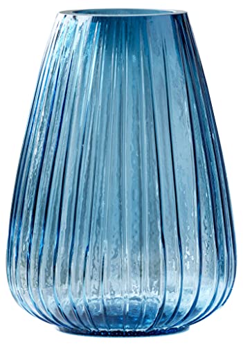 BITZ Kusintha Vase aus Glas, Höhe 22 cm, Blau von BITZ