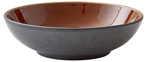 BITZ Pastaschüssel, Schüssel/Schale für Pasta und Salate, Durchm. 20 cm, Steingut, Schwarz/Amber von BITZ