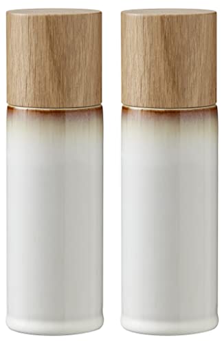 BITZ Salz- und Pfeffermühle, 2 Gewürzmühlen aus Steingut (Salzmühle + Pfeffermühle), 2er-Set, 16,7 cm hoch, cremefarben von BITZ