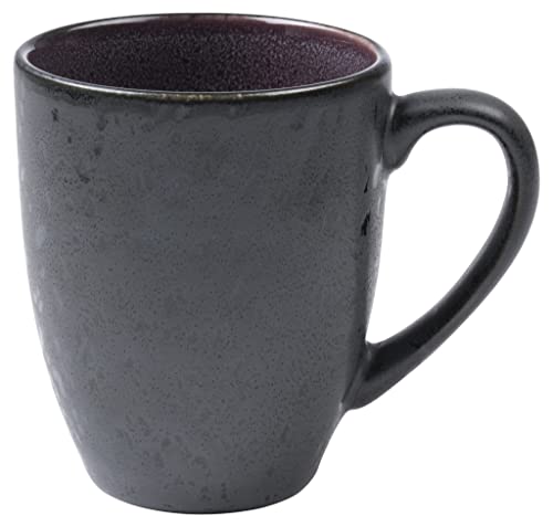 BITZ Kaffeetasse/Kaffeebecher, Tasse aus robustem Steinzeug, 30 cl, schwarz außen/lila innen von BITZ