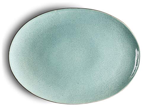 Schale oval matt grey / shiny light blue 45x34cm von Zone Denmark