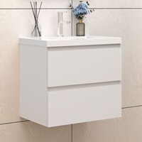 Biubiubath - Badezimmer Badmöbel-Set 60cm Unterschrank mit Weiß Mineralguss waschtisch 2 Schubladen Weiß Matt soft close Selbstmontierter von BIUBIUBATH