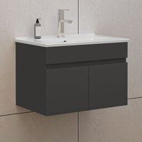 Biubiubath - 60cm Badmöbel Set mit Waschbecken Keramik dünn Waschtisch mit Unterschrank Gäste wc Anthrazit Matt Biubiubath - 60cm Badmöbel Set mit Waschbecken Keramik dünn Waschtisch mit Unterschrank Gäste wc Anthrazit Matt von BIUBIUBATH