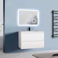 Biubiubath - Badezimmer Badmöbel-Set 80cm Unterschrank mit keramik waschtisch 2 Schubladen Weiß Matt soft close Selbstmontierter von BIUBIUBATH