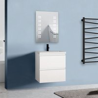 Biubiubath - Badmöbel Set 50 cm Unterschrank Selbstmontierter mit Weiß keramik waschtisch Unterschrank mit Weiß Matt von BIUBIUBATH
