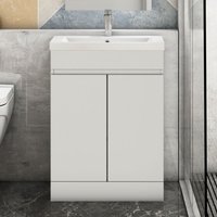 Biubiubath - Badmöbel Set 60 cm Unterschrank mit Weiß Mineralguss waschtisch Unterschrank mit Weiß von BIUBIUBATH
