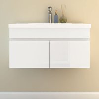Biubiubath - Badmöbel Set 80cm Soft-Close Badezimmer Waschtisch mit Unterschrank Gäste wc Weiß Hochglanz von BIUBIUBATH