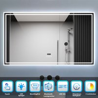 Biubiubath - led Badspiegel 140x80cm mit Uhr Bluetooth 3 Lichtfarbe Dimmbar Beschlagfrei Speicherfunktion Badezimmer Spiegel ce IP44 Biubiubath - led Badspiegel 140x80cm mit Uhr Bluetooth 3 Lichtfarbe Dimmbar Beschlagfrei Speicherfunktion Badezimmer Spiegel ce IP44 von BIUBIUBATH