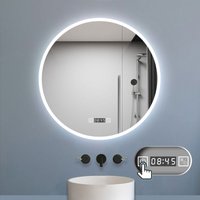 Biubiubath - led Badspiegel mit Beleuchtung Badezimmer Spiegel Rund mit Beschlagfrei 3 Lichtfarbe dimmbar 3000k-6000k Wandspiegel mit Touchschalter von BIUBIUBATH