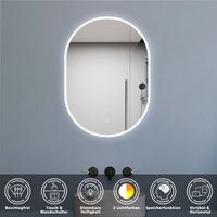 Biubiubath - led Badezimmer Spiegel mit Beleuchtung Badspiegel mit Beschlagfrei 3 Lichtfarbe Dimmbar Speicherfunktion ce IP44 45x75cm von BIUBIUBATH