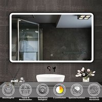 LED Badezimmerspiegel Schwarzer Rahmen mit Beschlagfrei 3 Lichtfarbe Dimmbar Speicherfunktion Wandspiegel 120X70cm von BIUBIUBATH