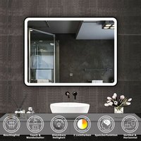 Biubiubath - led Badezimmerspiegel Schwarzer Rahmen mit Beschlagfrei 3 Lichtfarbe Dimmbar Speicherfunktion Wandspiegel 80X60cm von BIUBIUBATH