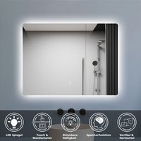 LED Badezimmerspiegel mit Kaltweiß Dimmbar 100x80cm Wandspiegel mit Touch/Wandschalter Speicherfunktion von BIUBIUBATH