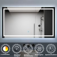 Led Badspiegel mit Beleuchtung 140x80cm Badezimmer Spiegel mit 3 Lichtfarbe Dimmbar Beschlagfrei Speicherfunktion von BIUBIUBATH