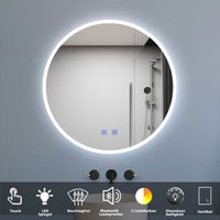 LED Badspiegel mit Beleuchtung Beschlagfrei 3 Lichtfarbe dimmbar Wandspiegel mit Touchschalter 60x60cm Bluetooth Speicherfunktion von BIUBIUBATH