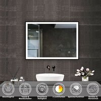 Biubiubath - led Schwarzer Rahmen Badspiegel mit Warm/Neutral/Kaltweiß Dimmbar Memory Spiegel mit Beschlagfrei 70X50cm von BIUBIUBATH