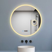 Biubiubath - led Spiegel Badspiegel mit Beleuchtung Badezimmer Spiegel Rund mit Beschlagfrei 3 Lichtfarbe dimmbar Wandspiegel mit Touchschalter von BIUBIUBATH