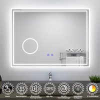 Biubiubath - led Badspiegel 100x60cm mit Uhr Bluetooth 3 Lichtfarbe Dimmbar Beschlagfrei 3-Fach klares vergrößertes Speicherfunktion Biubiubath - led Badspiegel 100x60cm mit Uhr Bluetooth 3 Lichtfarbe Dimmbar Beschlagfrei 3-Fach klares vergrößertes Speicherfunktion von BIUBIUBATH