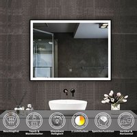 Biubiubath - led Schwarzer Rahmen Badspiegel mit Warm/Neutral/Kaltweiß Dimmbar Memory Spiegel mit Beschlagfrei 80X60cm von BIUBIUBATH