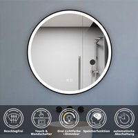 Biubiubath - led Spiegel mit Beleuchtung 60cm Rund 3 Lichtfarbe dimmbar Speicherfunktion Badezimmerspiegel mit Beschlagfrei Touch- und Wandschalter von BIUBIUBATH