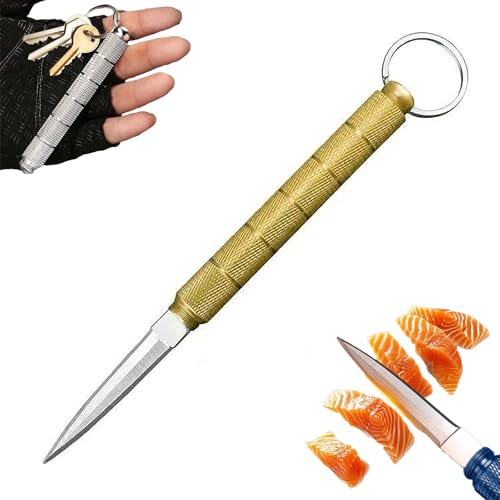 BIUBIULOVE Multifunktionales Tragbares Messer, Mehrzweck-Obstmesser Für Den Außenbereich Mit Scheide, Mini-Stabmesser, Multifunktionales Kochmesser Für Abenteuer Im Freien (Gold) von BIUBIULOVE