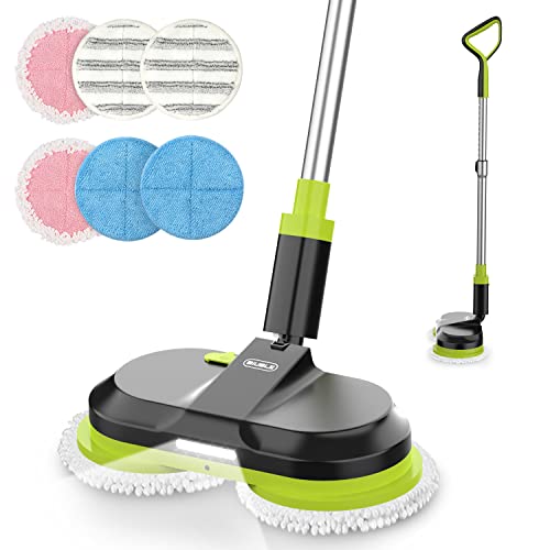 BIUBLE Elektrischer Mopp Bodenwischer Elektrisch Kabellos mit Sprühfunktion Akku Wischmopp Poliermaschine，300 ML Wassertank，LED Beleuchtung，Doppelte Rotation moppe zum Wischen und Polieren von BIUBLE