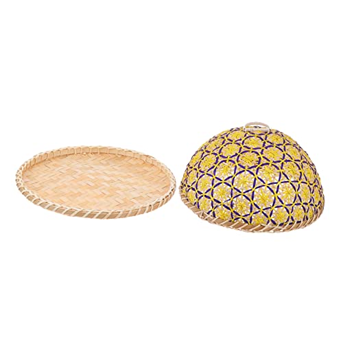 BIUDECO 1 Satz Aufbewahrungskorb Weidenkorb Essenszelt Servieren Geflochtene Obstschale Mit Deckel Brotkorb Obsttablett Manueller Korb Schutzabdeckungen Für Lebensmittel Bambus Yellow von BIUDECO