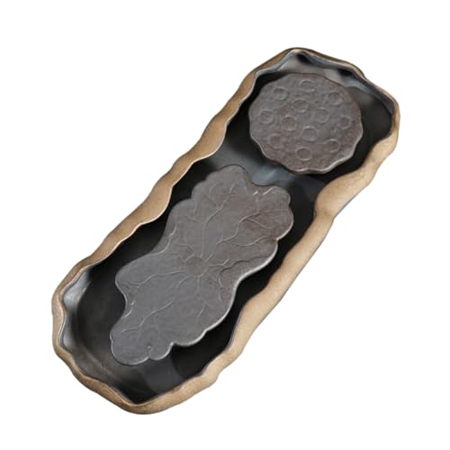 BIUDECO 1 Stück Lotus Teetassenhalter Keramik Tee Unterlage für Kung Fu Teezeremonie Japanisches Teetablett mit Wasserspeicher und Drainage Dekorativ und Funktional für Teeliebhaber von BIUDECO