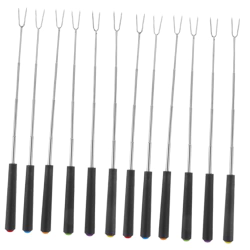 BIUDECO 12 Stück Teiliges Teleskop Grillbesteck aus Rostfreiem Stahl Manuell Drehbare Bbq Gabeln mit Ergonomischen Farbigen Kunststoffgriffen Extra Lange Spieße für Camping Marshmallow BIUDECO 12 Stück Teiliges Teleskop Grillbesteck aus Rostfreiem Stahl Manuell Drehbare Bbq Gabeln mit Ergonomischen Farbigen Kunststoffgriffen Extra Lange Spieße für Camping Marshmallow von BIUDECO