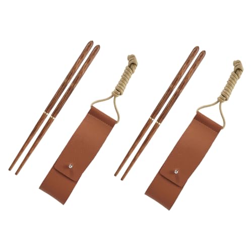 BIUDECO 2 Paare Zusammenklappbare Essstäbchen aus Ökologischem Holz mit Tragetasche Abnehmbare Langlebige Praktische Camping Essstäbchen für Outdoor Picknick und Reise von BIUDECO