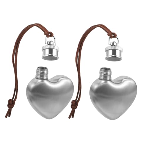 BIUDECO 2 Stück Herzförmige Flachmänner aus Auslaufsichere Camping Schnapsflasche Tragbare Weinflasche mit Farbverlauf Leicht und Robust für Outdoor von BIUDECO