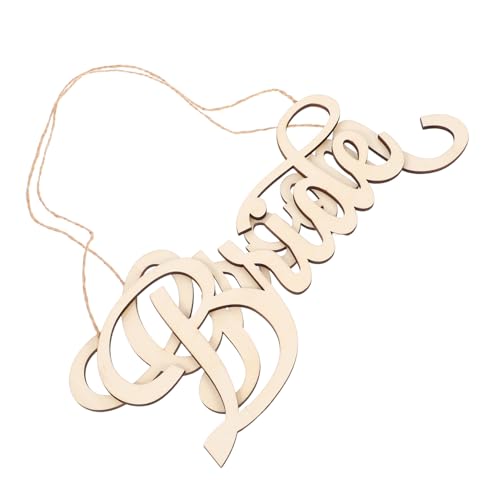 BIUDECO 2 Stück Holz Hängedeko mit Ausgeschnittenem Buchstaben Design Teiliges Langlebiges Holzmaterial Beige Kreative Fenster und Wohnraumdekoration als Hängender Schmuck für Zuhause und von BIUDECO